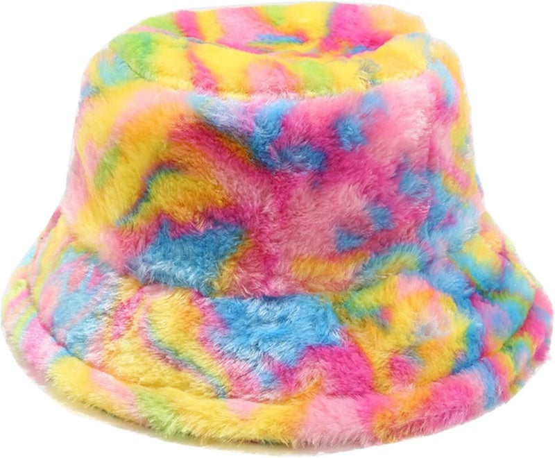 Dirholl Women's Winter Faux Fur Fuzzy Warm Bucket Hat - Image 1